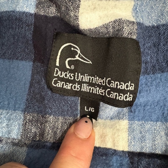 Ducks Unlimited Canada blue plaid heavy cotton button jacket size large shirt - Picture 9 of 11